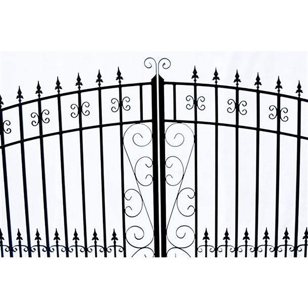 Steel Dual Swing Driveway Gate - VENICE Style - 14 ft with Pedestrian Gate - 5 ft Steel Dual Swing Driveway Gate - VENICE Style - 14 ft with Pedestrian Gate - 5 ft