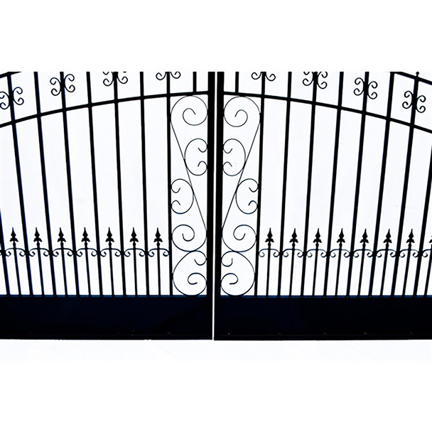 Steel Dual Swing Driveway Gate - VENICE Style - 14 ft with Pedestrian Gate - 5 ft Steel Dual Swing Driveway Gate - VENICE Style - 14 ft with Pedestrian Gate - 5 ft