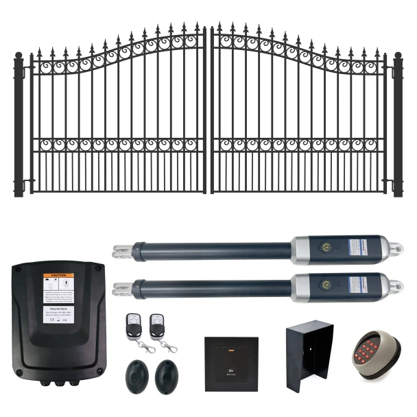 Automated Steel Dual Swing Driveway Gate and Gate Opener Complete Kit – LONDON Style – 18 x 6 Feet