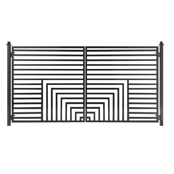 Steel Dual Swing Driveway Gate - Florence Style - 14 x 6 Feet