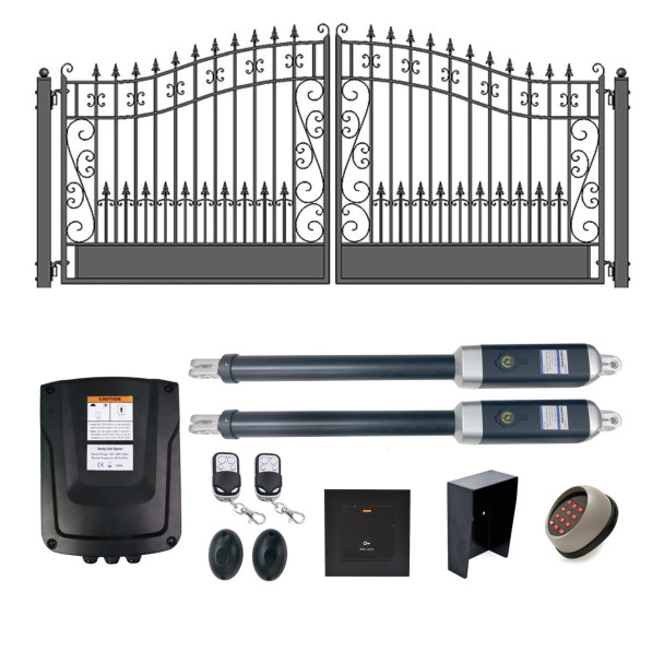 Automated Steel Dual Swing Driveway Gate and Gate Opener Complete Kit – Venice Style – 18 x 6 Feet