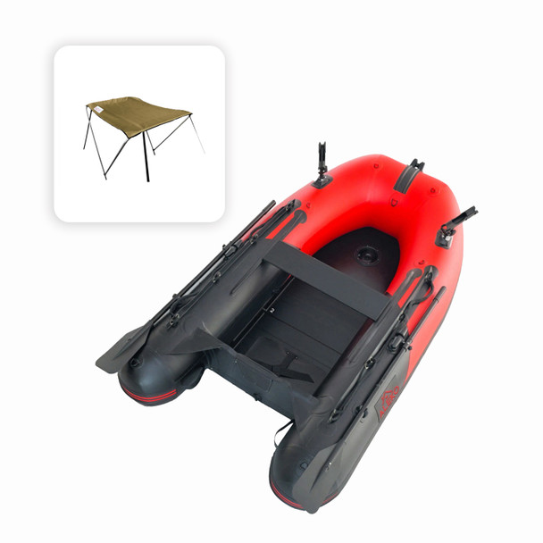 Inflatable Fishing Boat – Aluminum Floor – Red and Black – 8'5" + FREE GIFTS INCLUDED!