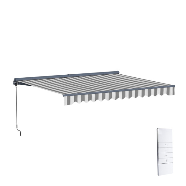 Moroccan Semi-Cassette Motorized Patio Awning - Seagull Gray