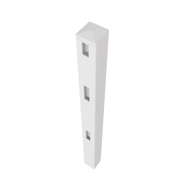 5 in. x 5 in. x 5.3 ft. Vinyl Fence Line Post for 3-Rail Fencing – White