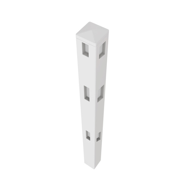 5 in. x 5 in. x 5.3 ft. Vinyl Fence 3-Way Post for 3-Rail Fencing – White