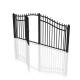 Steel Dual Swing Driveway Gate with Built-In Pedestrian Door - VIENNA Style - 12 x 7 Feet