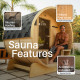 Anémona White Finland Pine Barrel Sauna with Front Porch Canopy - 2-4 Person