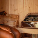 Liatris Rustic Cedar Barrel Sauna with Front Porch Canopy - 5-6 Person