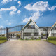 Steel Dual Swing Driveway Gate - MUNICH Style - 14 ft with Pedestrian Gate - 5 ft