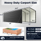 12 x 26 x 11' Metal Carport with Corrugated Roof and Sidewall Panels - Black