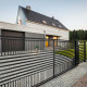 Steel Dual Swing Driveway Gate with Pedestrian Gate – Barcelona Style - 18 ft.