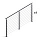 4-Pack Stair Cable Railing Kit - 6' x 3.5' Sections - 24' Total