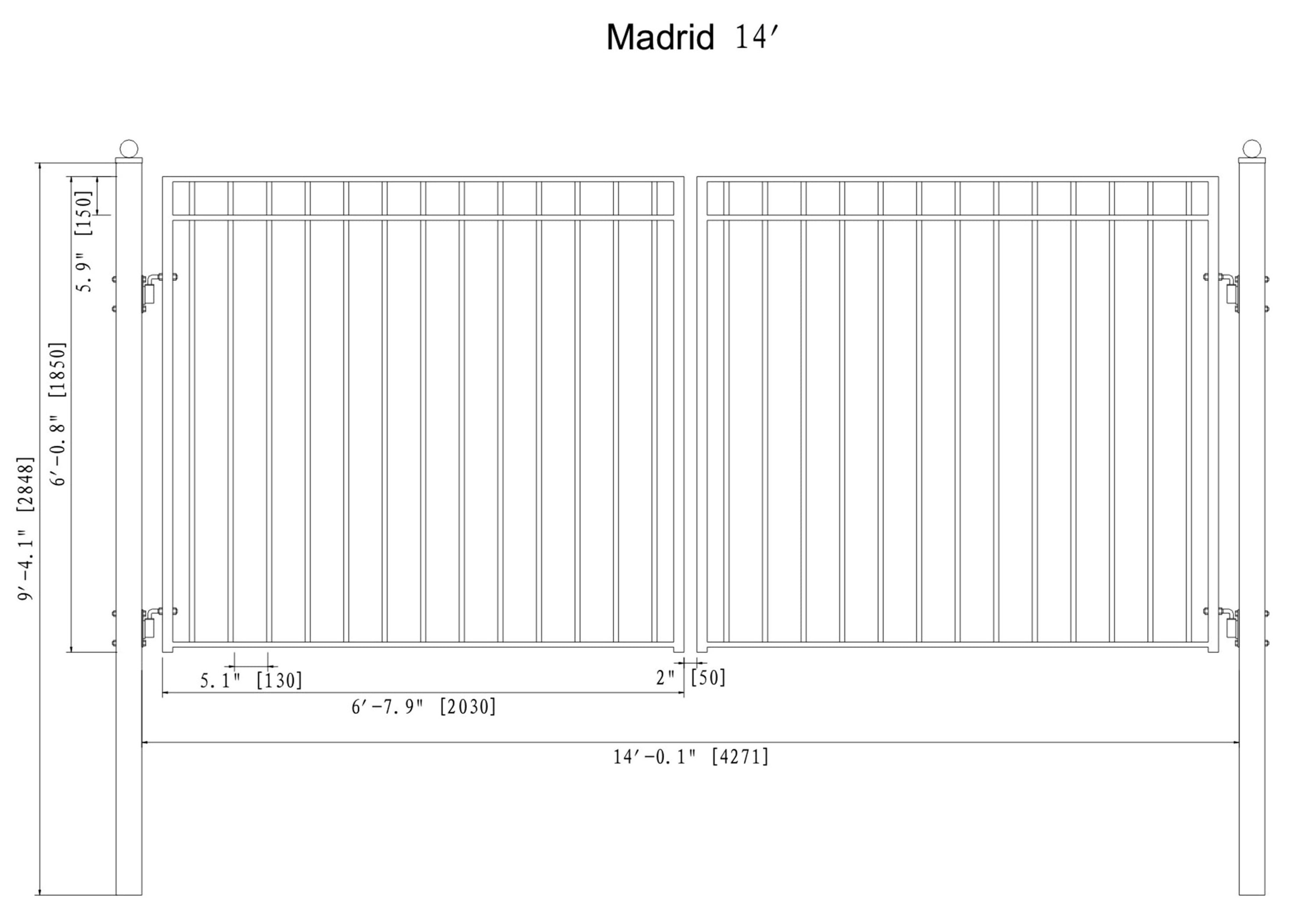 Steel Dual Swing Driveway Gate - MADRID Style - 14 x 6 ft - ALEKO