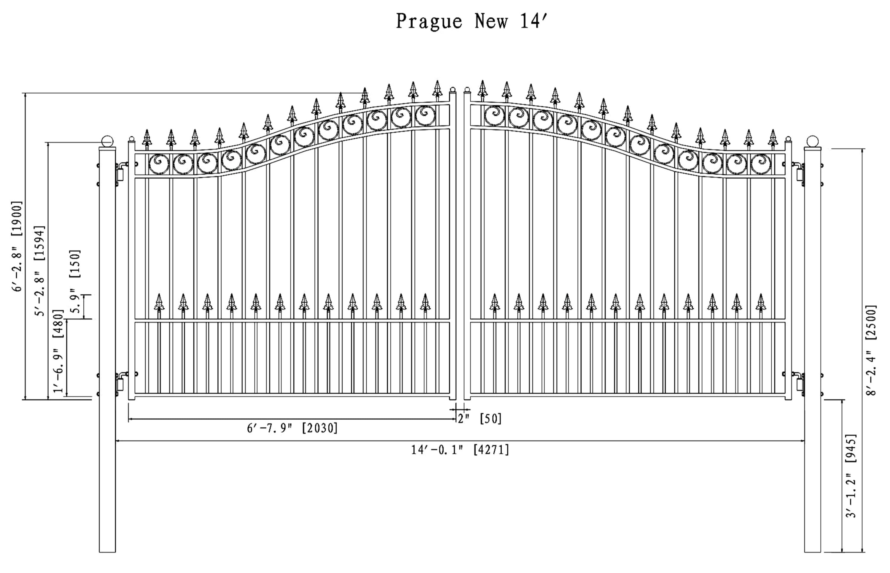 Prague Style Dual Swing Driveway Gate