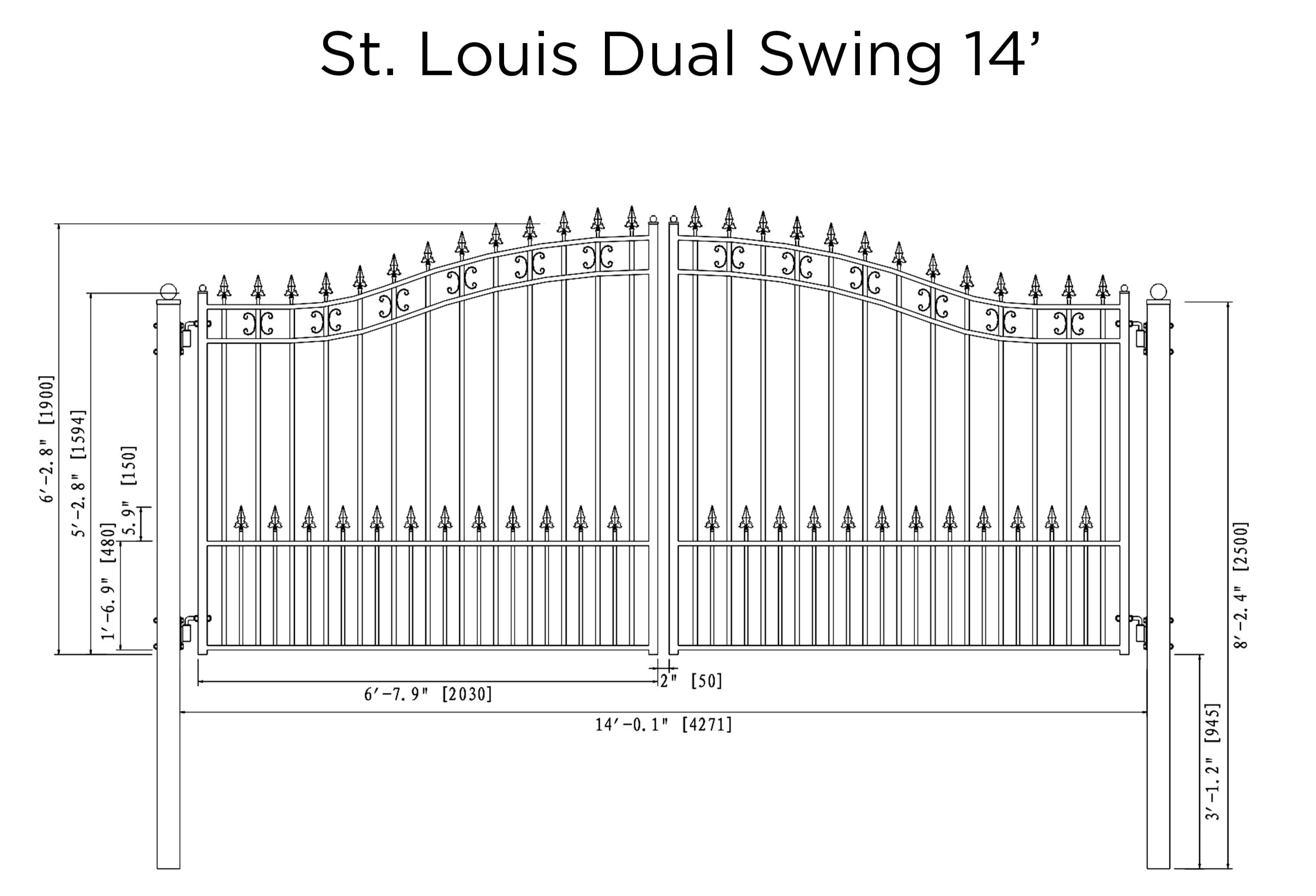 St. Louis Style Dual Swing Driveway Gate