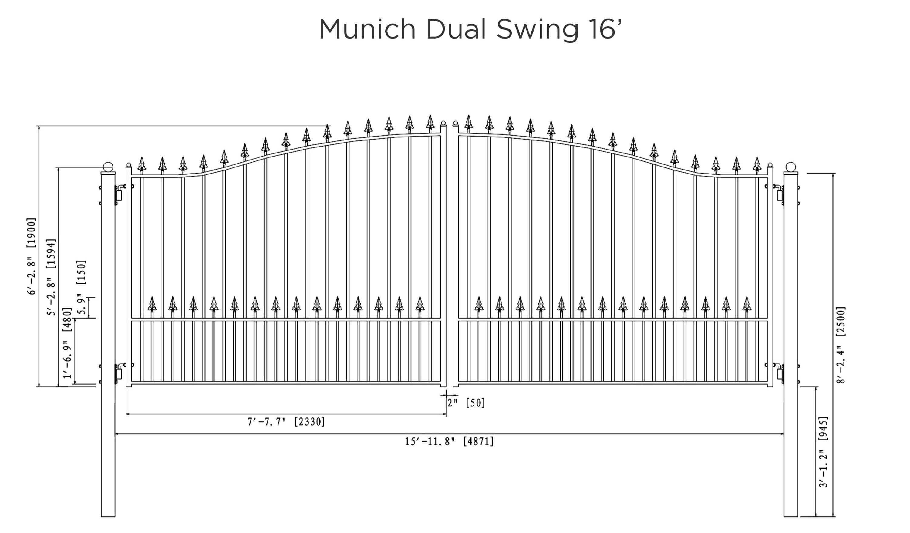Munich Style Dual Swing Driveway Gate