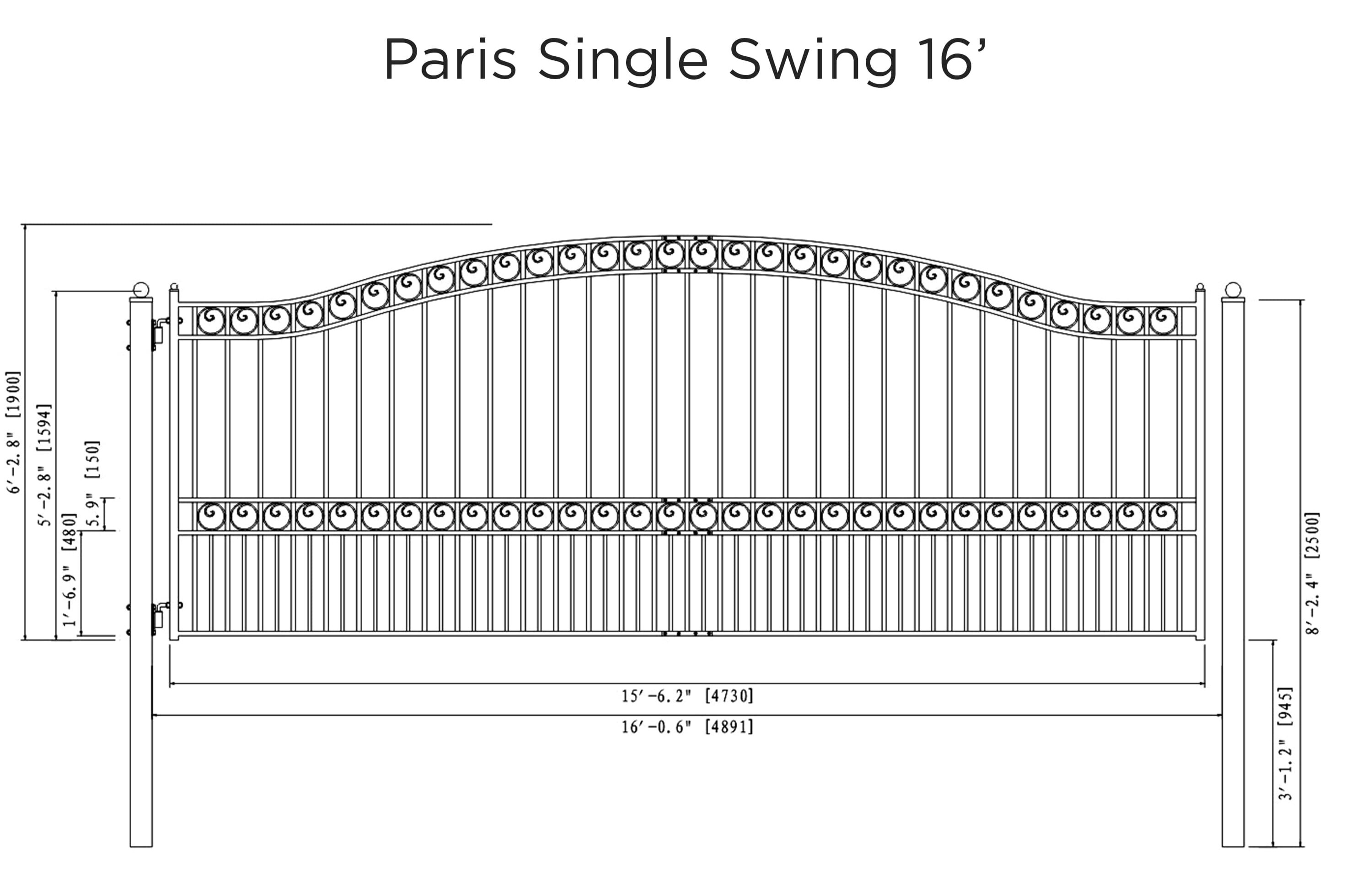 Paris Style 16ft Swing Gate