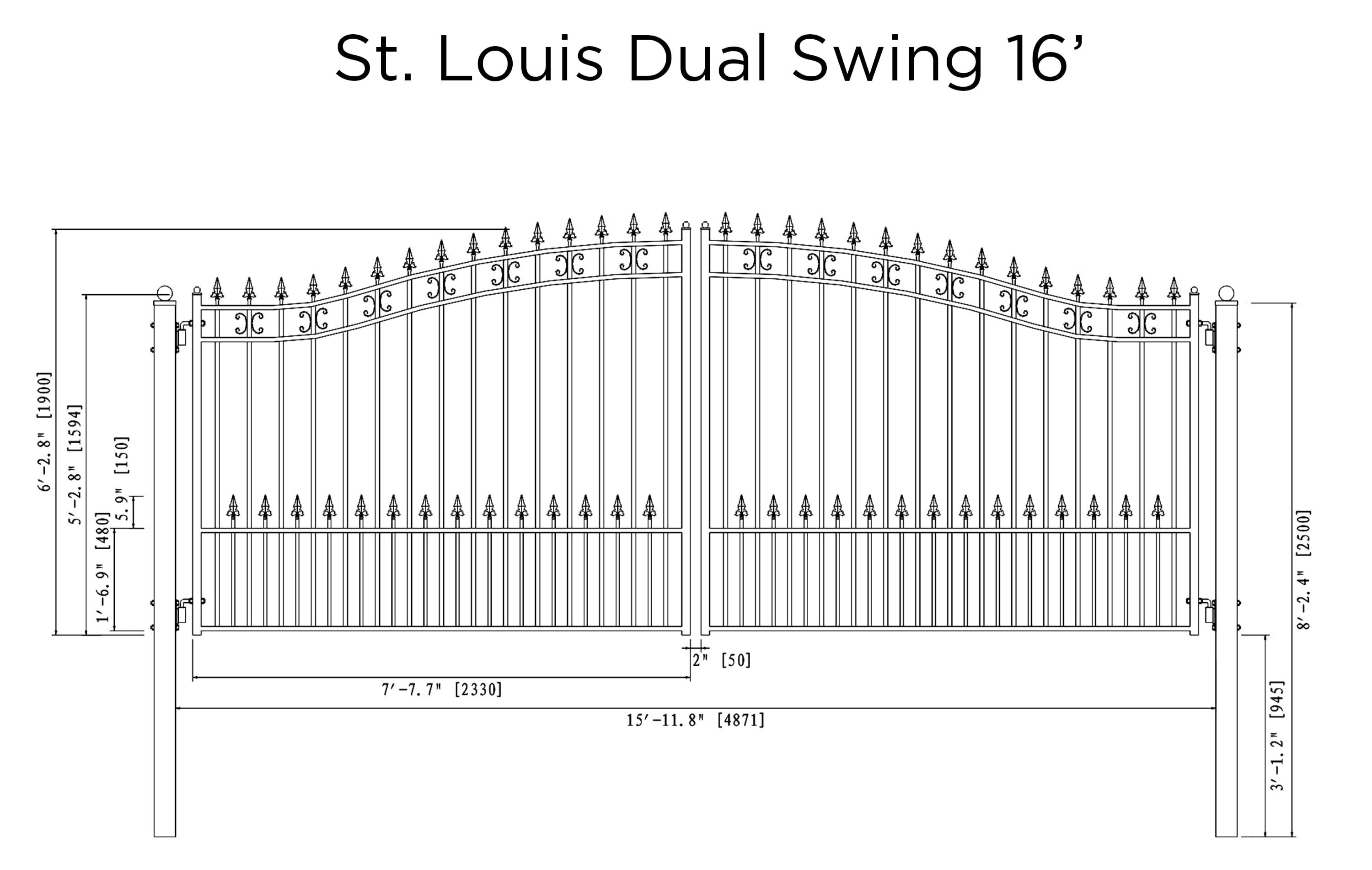 St. Louis Style Dual Swing Driveway Gate