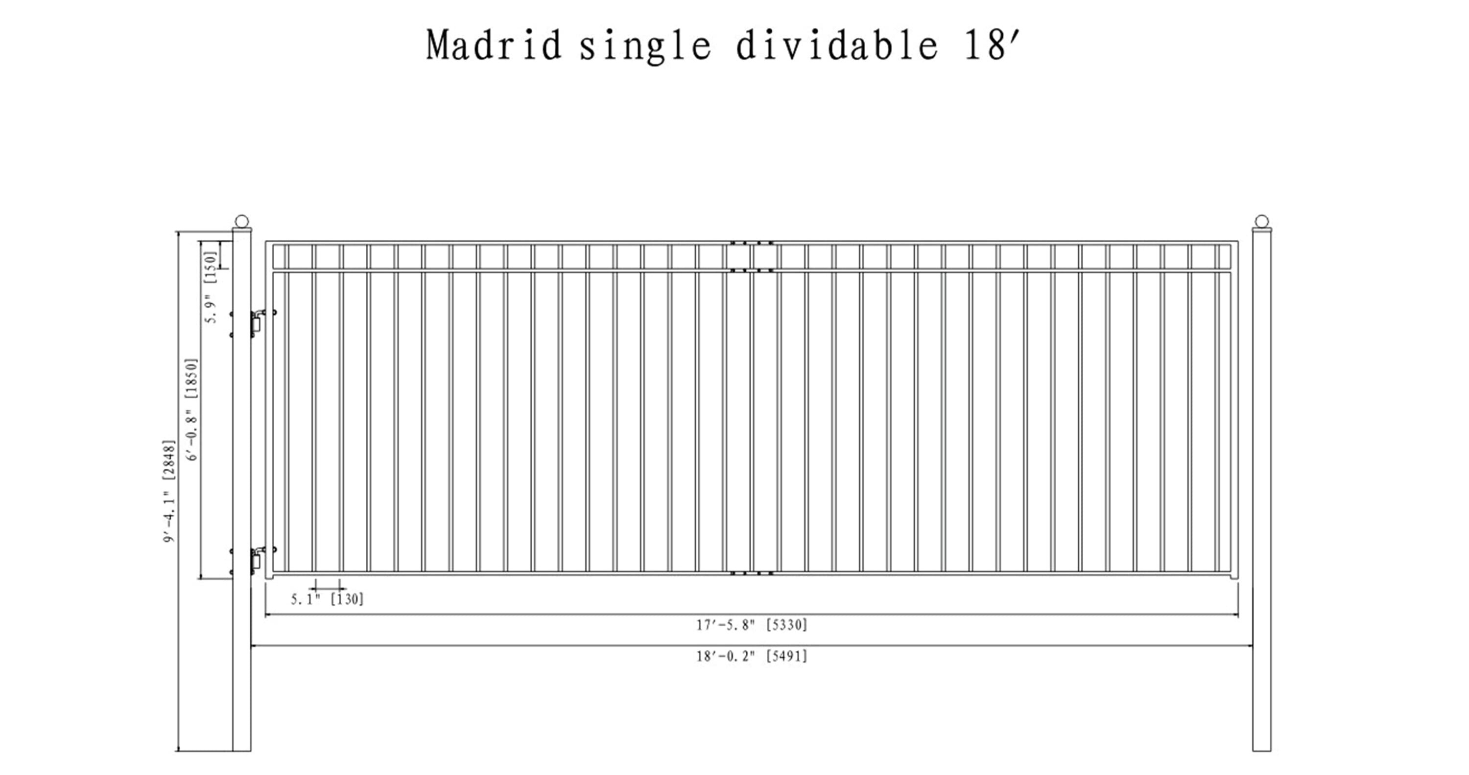 Steel Single Swing Driveway Gate - MADRID Style - 18 x 6 ft - ALEKO
