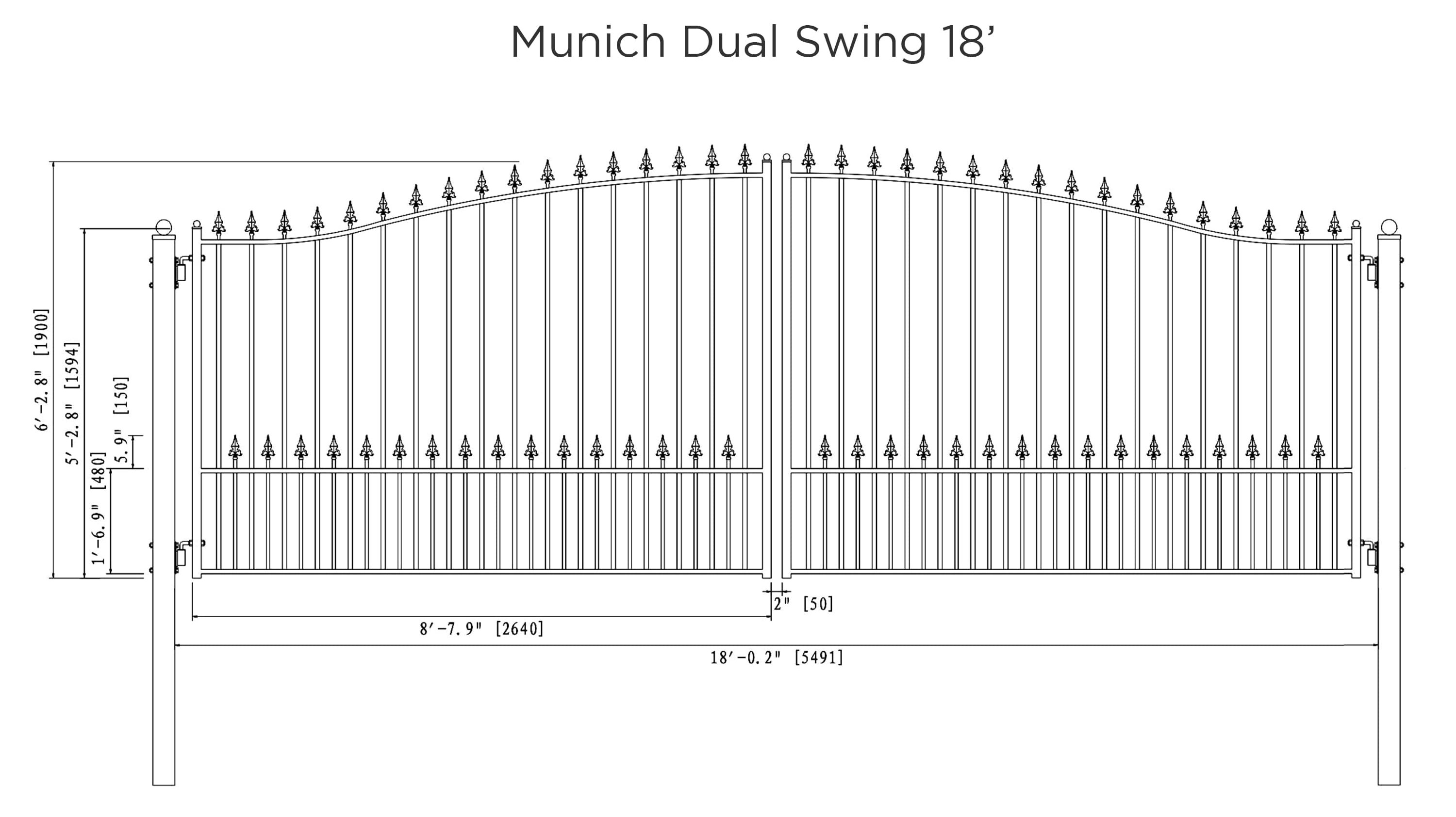 Munich Style Dual Swing Driveway Gate