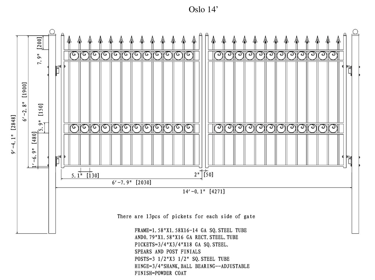 Oslo Style Dual Swing Driveway Gate
