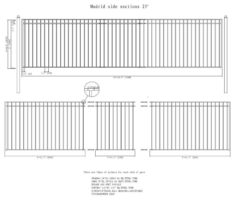 Steel Sliding Driveway Gate - MADRID Style - 25 x 6 ft - ALEKO