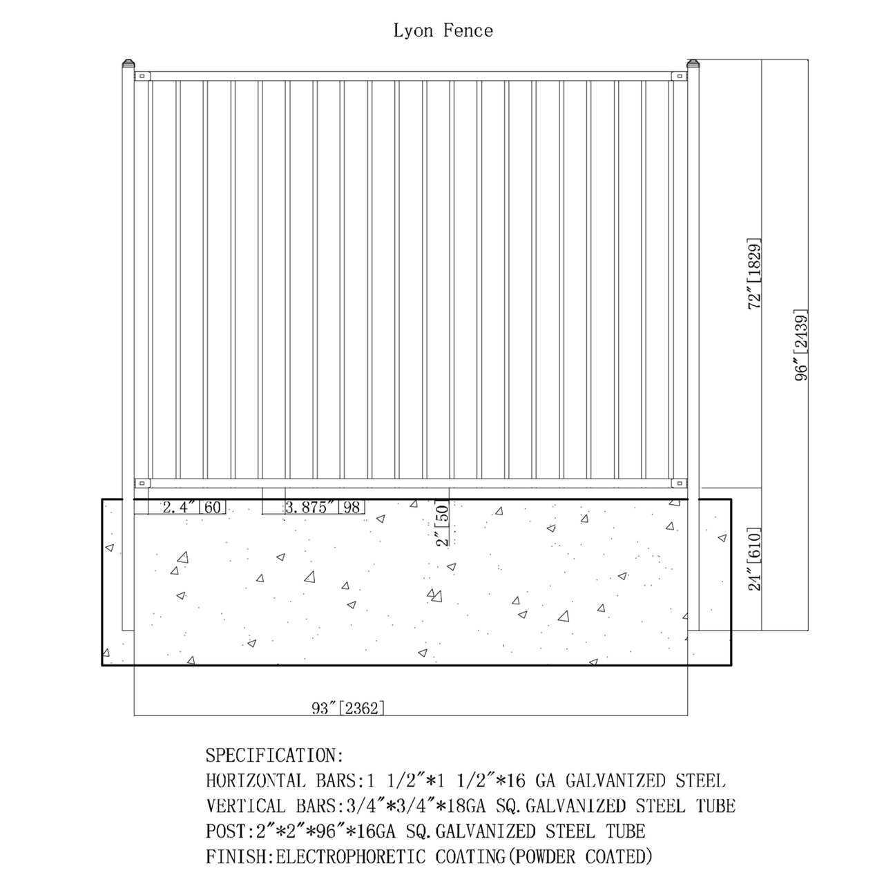 Lyon Style 8x6ft Fence Panel