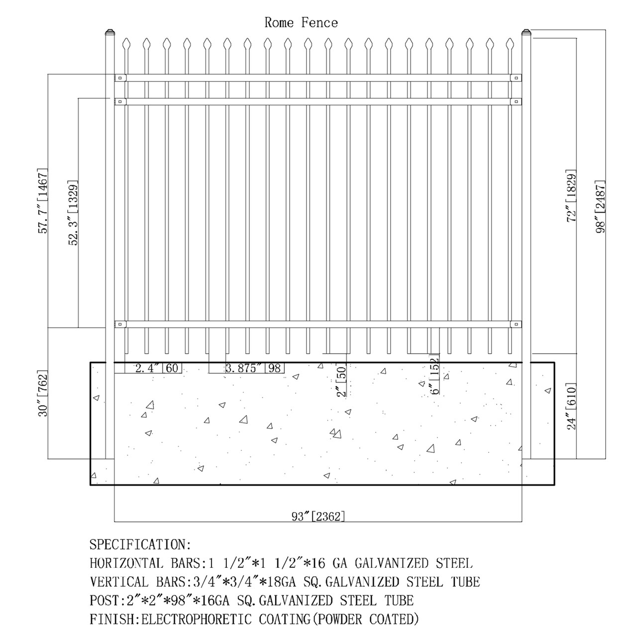 Rome Style 8x6ft Fence Panel