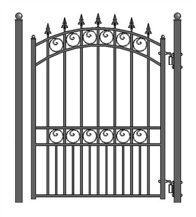 Steel Sliding Driveway Gate - 12 ft with Pedestrian Gate - 5 ft - LONDON Style