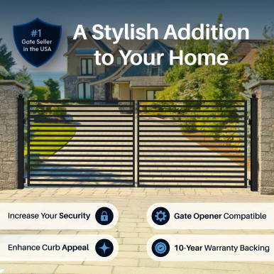 Steel Dual Swing Driveway Gate - MILAN Style - 14 x 6 Feet