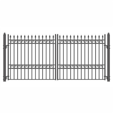 Steel Dual Swing Driveway Gate - OSLO Style - 14 x 6 Feet