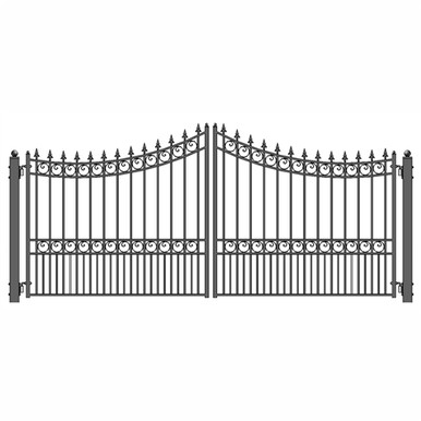 Steel Dual Swing Driveway Gate - MANHATTAN Style - 16 x 6 Feet