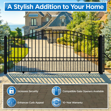 Steel Sliding Driveway Gate - PARIS Style - 16 x 6 Feet