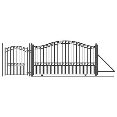 Steel Sliding Driveway Gate - 16 ft with Pedestrian Gate - 5 ft - PARIS Style