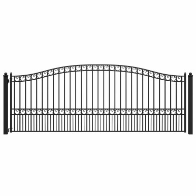 Steel Single Swing Driveway Gate - PARIS Style - 16 x 6 Feet