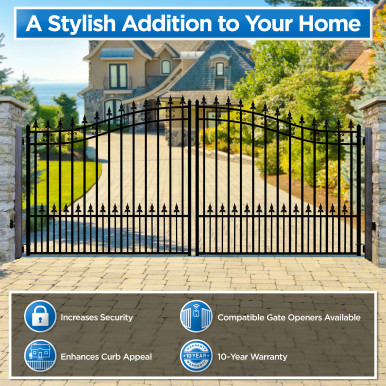 Steel Dual Swing Driveway Gate - ST.LOUIS Style - 16 x 6 Feet
