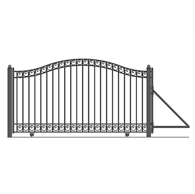 Steel Sliding Driveway Gate - 18 ft with Pedestrian Gate - 5 ft - DUBLIN Style