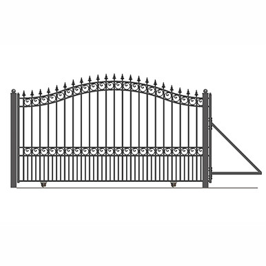 Steel Sliding Driveway Gate - 18 ft with Pedestrian Gate - 5 ft - LONDON Style