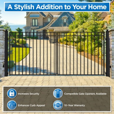 Steel Dual Swing Driveway Gate - MADRID Style - 18 x 6 Feet