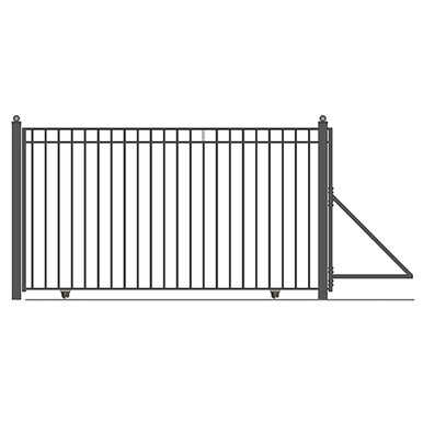 Steel Sliding Driveway Gate - 18 ft with Pedestrian Gate - 5 ft - MADRID Style