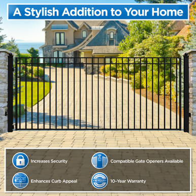 Steel Single Swing Driveway Gate - MADRID Style - 18 x 6 Feet