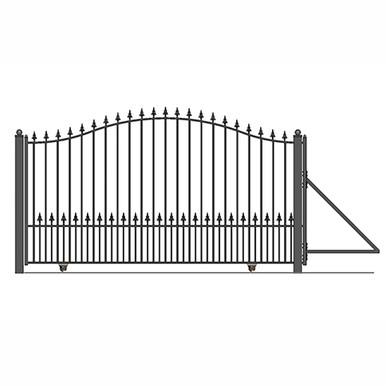 Steel Sliding Driveway Gate - 18 ft with Pedestrian Gate - 5 ft - MUNICH Style