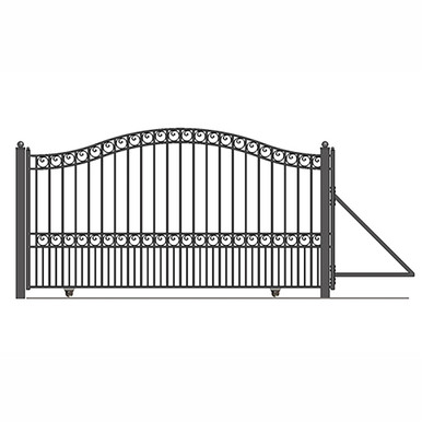 Steel Sliding Driveway Gate - 18 ft with Pedestrian Gate - 5 ft - PARIS Style