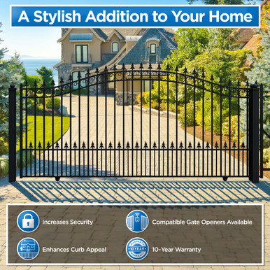 Steel Sliding Driveway Gate - PRAGUE Style - 18 x 6 Feet