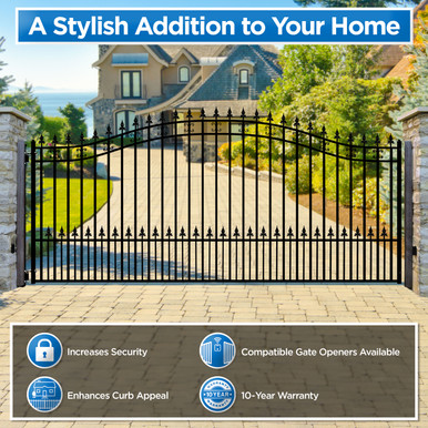 Steel Single Swing Driveway Gate - ST.LOUIS Style - 18 x 6 Feet