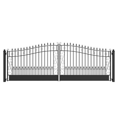 Steel Dual Swing Driveway Gate - VENICE Style - 18 x 6 Feet