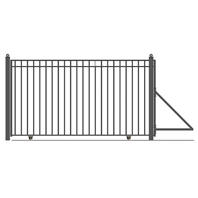 Steel Sliding Driveway Gate - 25 ft with Pedestrian Gate - 5 ft - MADRID Style