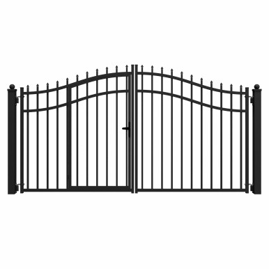 Steel Dual Swing Driveway Gate with Built-In Pedestrian Door - VIENNA Style - 12 x 7 Feet