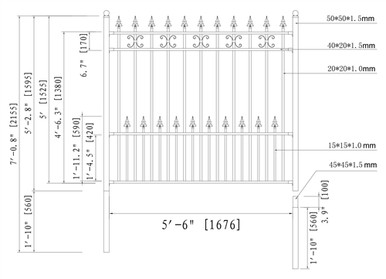 DIY Wrought Iron Ornamental Fence - Venice Style - 5.5 x 5 Foot