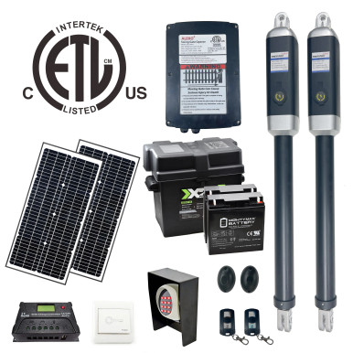 Dual Swing Gate Operator - GG900U AC/DC - ETL Listed - Solar Kit 60W